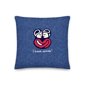 "Lovers" cocoon pillow denim print
